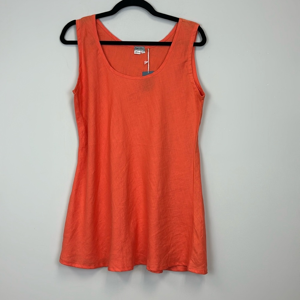 Just Jill Orange 100% Linen Tank Top Size Small NWT